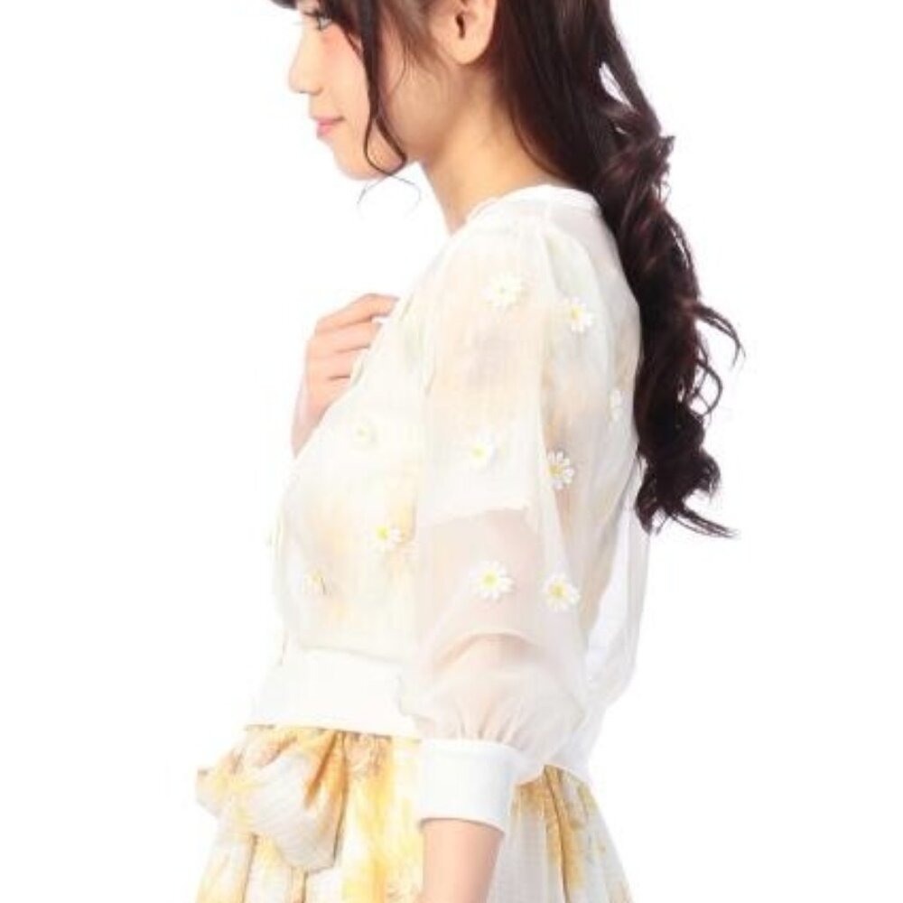 LIZ LISA Hime Gyaru sunflower applique cardigan - Picture 3 of 8